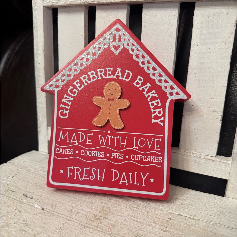 Gingerbread Bakery Red Holiday Sign